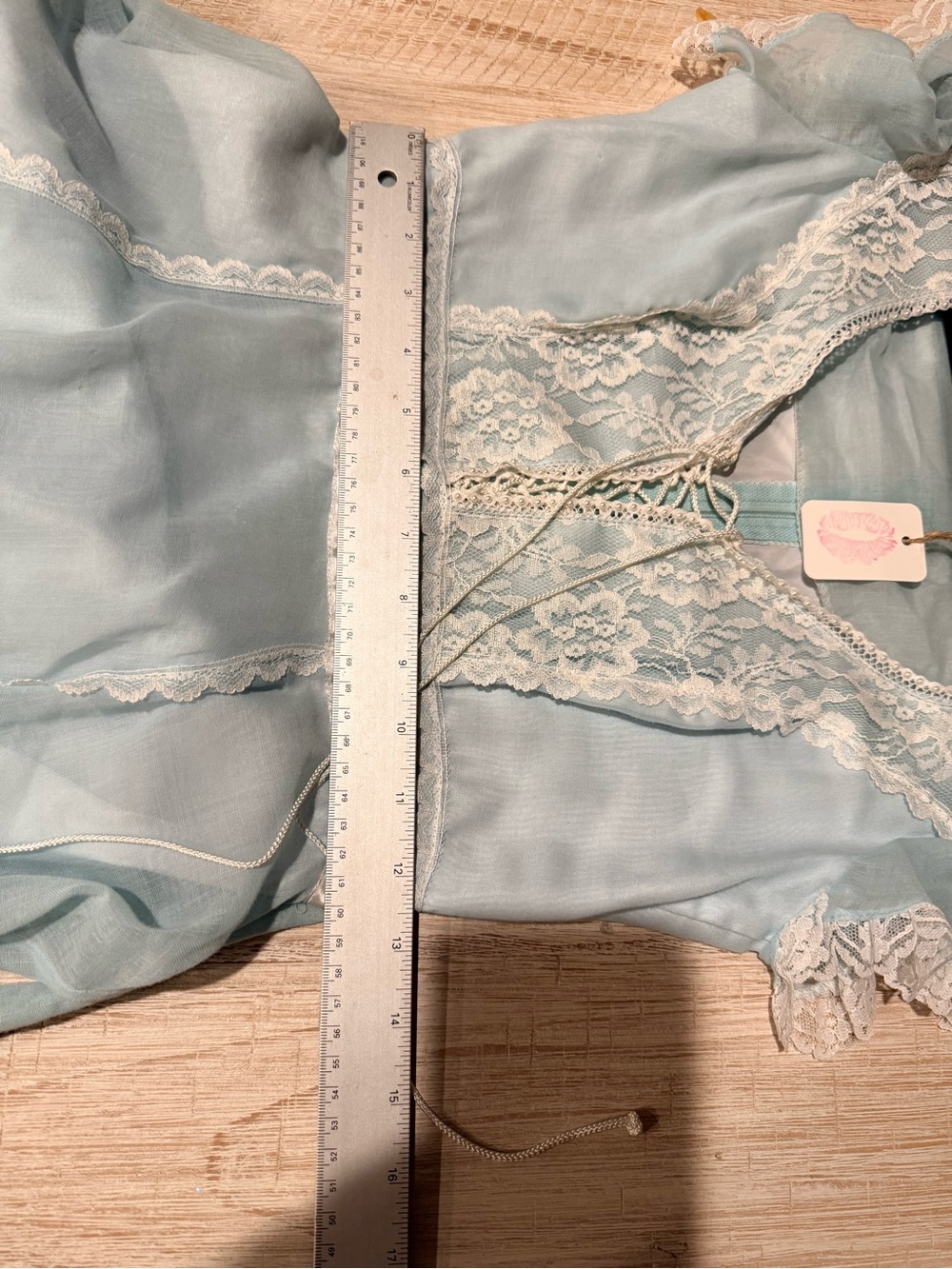 Gunne Sax Light Blue Maxi Dress with Lace Pearl Trim cottagecore prairi no size - Picture 10 of 11